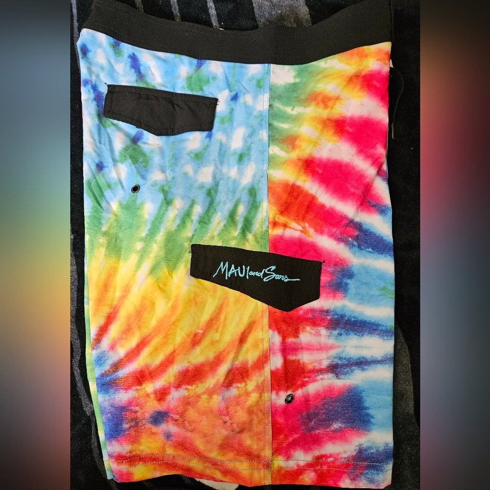 Maui and Sons Men's Tie-Dye Swim Trunks - Multi
